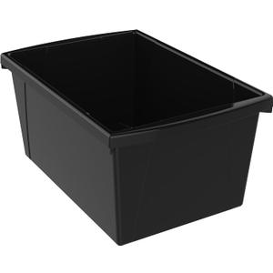 Storex 5.5 Gallon Storage Bin – Plastic Classroom Organizer for Books and Supplies, Black, 1-Pack (61429A06C)