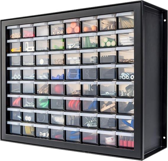 Akro-Mils 64-Drawer Plastic Storage Cabinet, 20"W x 6"D x 16"H, Black
Plastic Cabinet w/ Drawers for Garage Organization, Beads, Building Bricks Storage, Teacher Toolbox, Makeup Organizer, 10764