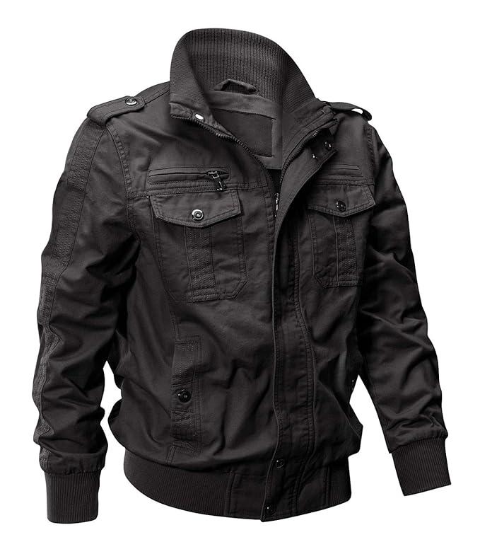 EKLENTSON Men's Casual Outdoor Windproof Coat Windbreaker Military Jackets Cargo Jacket Men, Grey, XL