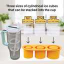 Stanley Ice Mold, Ice Cube Tray for Stanley Cup with Lid and Bin for 20 30 40 oz Tumbler Cup, Cylinder Ice Maker for Drinks, Coffee and Cocktails, Whiskey, Easy to Release (Yellow)