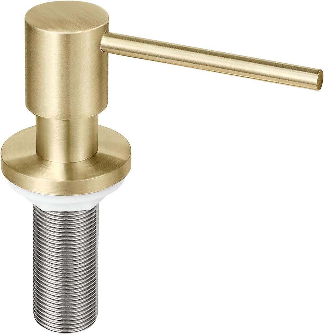EADOT Deck Mounted Brass Kitchen Sink Soap Dispenser or Lotion Dispenser with 17OZ Above The Sink Refillable Bottle(Brushed Gold)