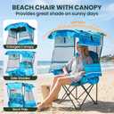 DoCred Beach Chair with Canopy Shade,Portable Folding Camping Chair with Cooler Bag & Cup Holder, Reclining Beach Loungers for Adults Outdoor Camp,Sports,Beach, Tailgates, Fishing