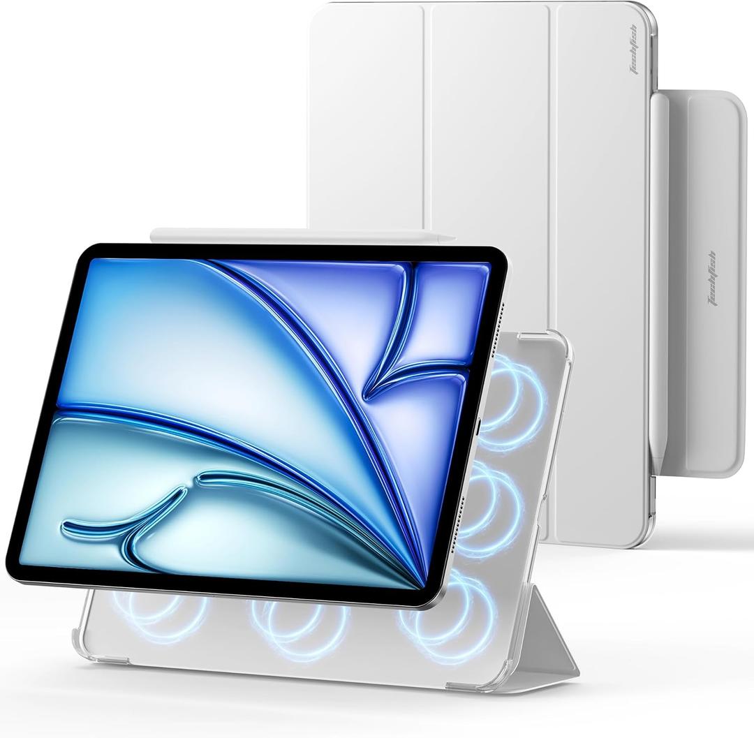 Case for iPad Air 11 Inch M4/M3/M2 (2026/2025/2024), iPad Air 5th/4th Gen (2022/2020), Removable Magnetic Cover, 3 Viewing/Writing Angles, Four-Corner Protective, Auto Wake and Sleep (White)