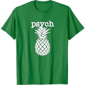 Men's Psych Pineapple Fruit Funny Graphic White T-Shirt, Small