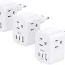 3 Pack European Travel Plug Adapter, Addtam US to Europe Plug Adapter with 3 Outlets 3 USB Charger (2 USB C Port), Type C Power Adaptor to Italy Spain France Portugal Iceland