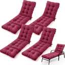 Pinkunn 4 Pcs Outdoor Chaise Lounge Cushion 76 x 22 x 5 Inch Pool Waterproof Foam Patio Lounge Chair Cushion Beach Patio Replacement Cushion for Summer Patio Furniture(Wine Red), 76inch x 55inch x 13inch
