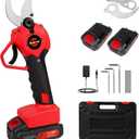 21V Electric Pruning Shears Cordless Tree Pruner Branch Cutter Gardening Scissors With 2 Pack Rechargeable Battery & Replacement Blade Set Red