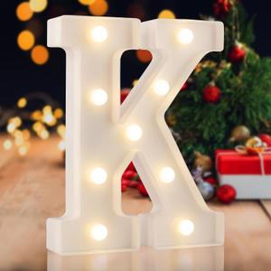 LED Marquee Letters, White 26 Alphabet Light Up Letters, Battery Powered LED Letter Lights for Birthday Party, Christmas Night, Home, Bar, Graduation, Wedding Decoration(K)