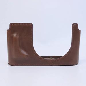 for Leica Q2 Case, BolinUS Handmade PU Leather Half Camera Case Bag Cover Bottom Opening Version for Leica Q2 with Hand Strap (Coffee)