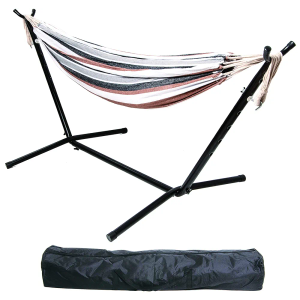 BalanceFrom Double Hammock with Space Saving Steel Stand and Portable Carrying Case, 450-Pound Capacity (Color #5)