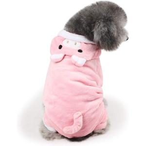 Dog Pig Costume- Halloween Dog Costumes Christmas pet Hoodie Cat Halloween Outfit Party Warm Coat for Small Medium Pets, Pink