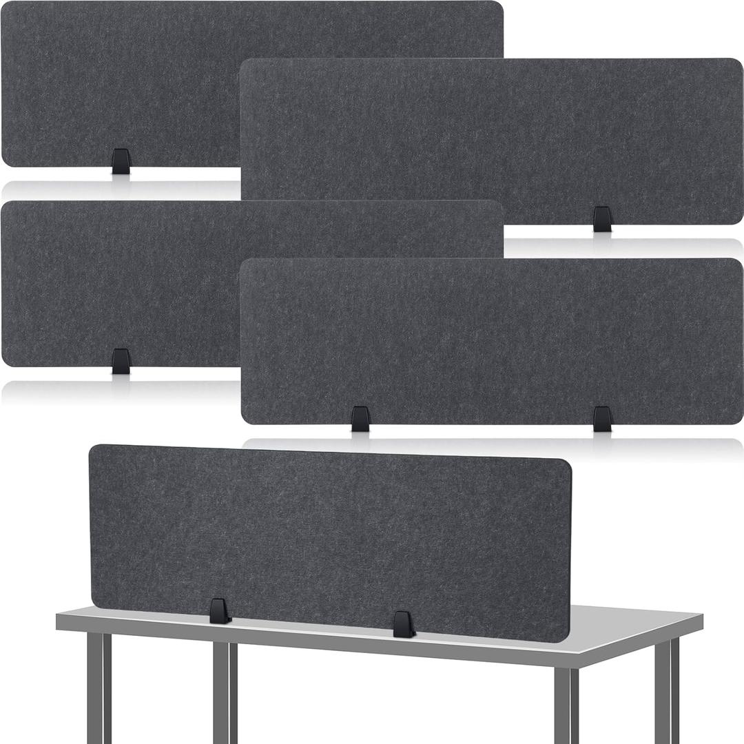 Yaomiao 4 Pack Acoustic Desk Divider Soundproof Desk Privacy Panel Freestanding Partitions Sound Absorbing Divider for Office Reduce Noise and Visual Distractions 47.3" x 16"(Dark Gray)