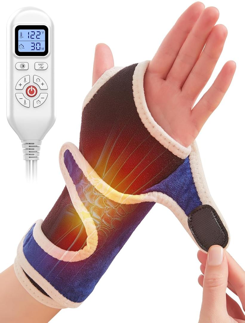 CAMECO Heating Pad for Wrist Pain Relief, Heated Wrist Wrap for Carpal Tunnel, 10-90Min Timer