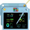 Multifunctional LCD Writing Tablet for 4-9 Kids Dual-Screen Pad9 Learning Themes Charging Erasable Board with Extra Stylus Lock Switch, Educational Learning Toys Birthday Gifts for Girls Boys (Blue)