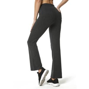 Houmous S-XXXL 29''31''33''35'' Inseam Women's Cotton Bootcut Pants Inner Pocket (Dark Grey, 4 Pockets)