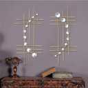 ZEXUIRU 2 Set Bling Metal Wall Art Jeweled crystal Hang wall Decor Rhinestone Diamond Iron Abstract Wall Sculpture Gold (16.5 inch)