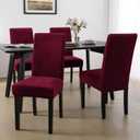 MOSAYT Velvet Stretch Chair Covers for Dining Room Set of 4 - Soft Slipcovers with Thick Removable Fabric for Parsons Chairs, Washable Seat Protectors for Kitchen, Banquet & Home Decor, Wine Red