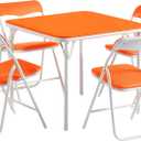 VECELO Kids Folding Activity Table and Chairs 5 Pcs Set, Portable, with Ultra Soft Padded Cushion, Orange