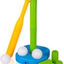 Liberry Adjustable T-Ball Set for Kids and Toddlers, Includes Kids Baseball Bat, Adjustable Height Tee Ball Stand, 4 Balls and Weighted Base, Sports Game Toy Gift for Boys Girls (Green)