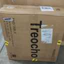 Treocho Farmhouse End Table Set of 2, Rustic Vintage Nightstand Side Table with Shelf for Living Room, Antique White & Brown