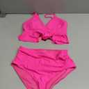 Tempt Me Women Two Piece Swimsuits High Waisted Bikini Set Ruffle Flounce Tummy Control Bottoms Bathing Suit (Hot Pink, Medium)