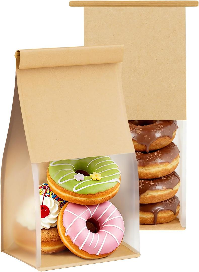 FireKylin Bakery Bags with Tin Tie Tab Lock 3.9"x3.1"x 8.2" Bread Bags for Homemade Bread Cookie Bags Good Choice Breads,Goodies,Baked,Goods and Cookie Packaging (50, Small)