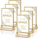 Acrylic Sign Holder 4 x 6 Clear Table Flyer HolderPlastic Display Stand for Home Office Shop- Exhibition 4 x 6 inches (6pcs) (Gold)