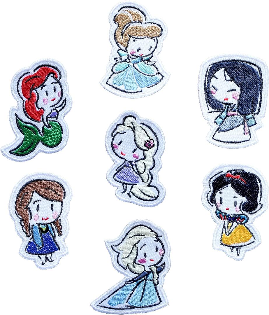 Princess Iron On Patches for Clothing Saw On/Iron On Embroidered Patch Applique for Jeans, Hats, Bags (Full Set)
