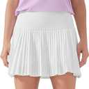 Pleated Tennis Skirts for Women with Shorts High Waist Tummy Control Skorts with Pockets Athletic Golf Running Skort, M