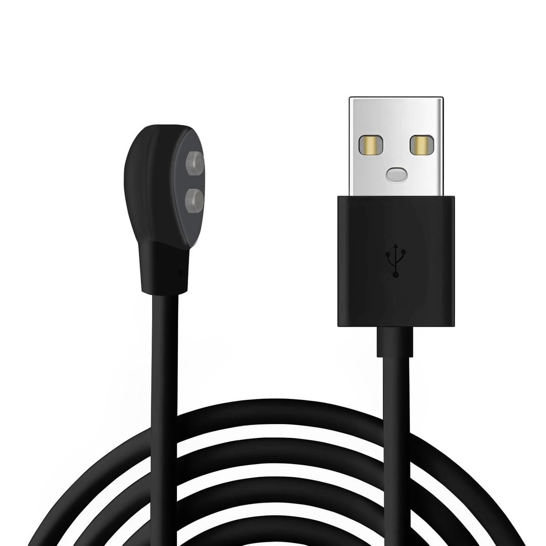 6mm Magnetic USB DC Charger Cable, 2.7ft Replacement Oval Base Charging Cord for Rechargeable Toys, Massagers, Electric Toothbrushes,Children's Watches, Dog Trainer, Facial Cleanser (Black)