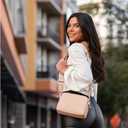 EVVE Crossbody Bags for Women Trendy Triple Zip Small Crossbody Camera Bag Purse with Wide Guitar Strap