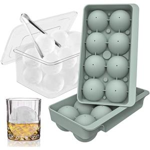 WIBIMEN Large Ice Cube Molds, Big Round Whiskey Ice Cube Trays for Freezer, Easy to Fill & Release, Whiskey Bourbon Cocktail(2.5In*8 Balls- Blue/2 Pack)