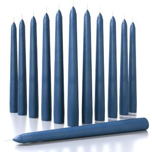 CANDWAX 8 inch Tapered Candles - Set of 12 Dripless Dinner Candles - Dark Blue
