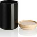 Sweejar Kitchen Canisters Ceramic Food Storage Jar, Stackable Containers with Airtight Seal Wooden Lid for Serving Ground Coffee, Tea, Sugar, Salt and More - 28 Fl Oz (Black)