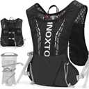 INOXTO Hydration Vest Backpack,Lightweight Water Running Vest Pack with 1.5L Water Bladder Bag Daypack for Hiking Trail Running Cycling Race Marathon for Women Men (Black White)