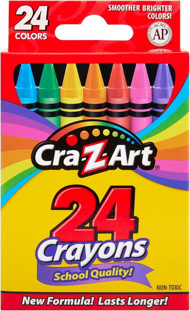 Cra-Z-Art 24ct Crayons Pack, Perfect Back to School Essential, Art Supplies for Coloring Fun, Ages 3 and Up