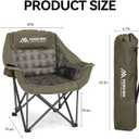 Oversized Camping Chair,Padded Camping Chairs Support 450LBS, Green Plaid | Heavy-Duty Foldable Camping Chairs with Cup Holder and Cooler Bag Portable Lawn Chair for Sports
