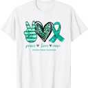 Peace Love Cure Teal Ribbon Ovarian Cancer Awareness T-Shirt 4XL