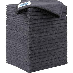 HOMEXCEL Grey Microfiber Cleaning Cloth 20 Pack 11.5 x 11.5 inch Microfiber Towels for Cars Ultra Absorbent Car Washing Cloth Lint Free Streak Free Cleaning Rags for Car Kitchen Window
