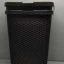 Mind Reader Slim Laundry Hamper with Lid, 40L Clothes Basket, Premium Wicker Design, Plastic, Set of 2, Black