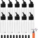 10 Pack Airbrush Bottles 30ml (1oz), Plastic Siphon Feed Jars with Lids & Adapter, Empty Paint Storage Containers Compatible with Dual-Action Suction Feed Airbrushes (Standard 30 Angle)