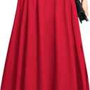 RANPHEE Women's Ankle Length High Waist A-line Flowy Long Maxi Skirt with Pockets (Mid-red, Large)