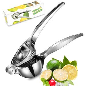 TEZZ Premium Lemon Squeezer, Large Heavy Duty Handhelp Juicer for Lemon, Metal Hand Press Citrus Juicer, Lime Squeezer Bar Tool, Manual Citrus Press (Silver)