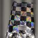 3Pack Black and Iridescent Checkered Plastic Tablecloth, Shiny Disposable Laser Rectangle Table Covers, Holographic Foil Tablecloth Iridescent Party Decorations for Picnic Camping Race Car, 54x108Inch