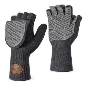 KastKing Bully Wooly Convertible Mittens – Premium Wool Fingerless Fishing Gloves with Magnetic Flip-Top, Fleece Lining, Non-Slip Grip, Extra-Long Cuff, 4-Way Stretch, Cold Weather Winter Gear, Size L/XL