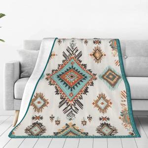 Bohemia Aztec Throw Blanket Soft Flannel Blanket 60"x50" in Bed Blanket Home Decor for Room Sofa Couch All Season, 50x60inches