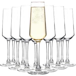 12 Pieces Champagne Glasses, 8.5 OZ Elegant Champagne Flute with Long Stem, Perfect for Wine Tasting, Weddings, Parties, House Warming, Clear, 8.9 inches tall with a 2.02 inch diameter