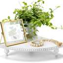 Amyhill Wood Corner Counter Shelf Corner Riser for Kitchen Counter White Wash Rustic Bathroom Countertop Organizer Decorative Tray Riser Pedestal Stand with Removable Feet for Kitchen Bar, 11.81 Inch