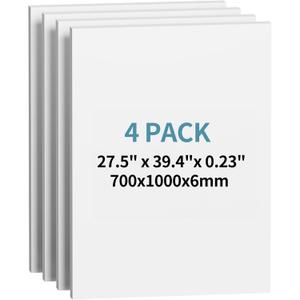 4 Pack Foam Board 27.5" x 39.4", 0.23 Inch Thickness White Poster Board, Double-Sided Acid-Free Foam Core Board, Large Lightweight Foam Boards for Painting, Display, Craft & School Projects