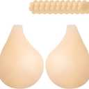 Adhesive Strapless Sticky Bra for Backless Dresses, Reusable Waterproof Nipple Covers, Invisible Push-Up Lift L